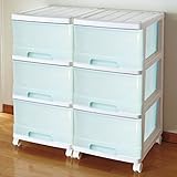 収納ケース スリム チェスト 深型 引き出し 3段 2個組 ホワイト／パームグリーン MJ-F3-2WNGR