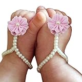Rainbowlight Baby Toddler Foot Flower Beach Sandals Cute Pearl Chiffon Barefoot Sock (Pink) by Rainb