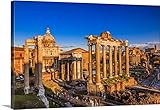 Alessandroサフォープレミアムシックラップキャンバス壁アート印刷題名イタリア、ローマ、ローマフォーラム、Foro Romano Temple of Saturnとアーチのセプティミウス・セウェ