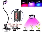 【アップグレード デザイン】植物育成LEDライト，Qshiba 最新のタイムスイッチ USB / グリップ型 ガチョウの頚造形クリップ ライト LED水耕栽培ランプクリップライト フレキシブルアーム 