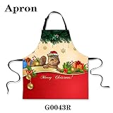 DingDing エプロン 女性用 かわいい 首かけ 後結び メンズ レディース しわになりにくい 動物柄 クリスマス プレゼント 男女兼用