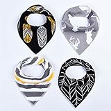 moiitee ソフトスタイ よだれかけ ベビー用 スタイビブ 4枚セット 三角 スナップボタン 赤ちゃん 男女兼用