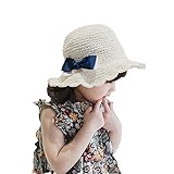 Ymgot 子供 麦わら 帽子 ストローハット 折りたたみ 日除け帽 リボン UVカット 日焼け 熱中症防止 (52cm（3-4歳）)