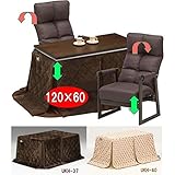 こたつ リビング ダイニングコタツ 2人用セット 120×60 高さ調節 PLUM-C700BR (布団の柄（UKH-37))