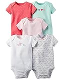 カーターズ Carter's 女の子用 CUTE 可愛い ハート ドット ベビー 半袖ボディースーツ5枚セット(6months(61-67cm)) [並行輸入品]