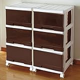 収納ケース チェスト 深型 3段 2個組 ホワイト／ブラウン MJ-F3-2WHBR