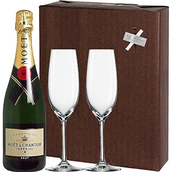 Amazon Co Jp ワイン ギフト ラッピング込 モエ エ シャンドン モエ アンペリアル 750ml シャンパーニュ ショット ツヴィーゼル グラスギフト 泡1 グラス2 ホーム キッチン
