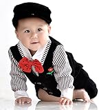 !!0-1歳 撮影写真 ベビー 幼児 ストライプ柄 チョッキ+Tシャツ+ズボン セット 2サイズ 0-1歳に合う 【1点】