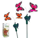 HQRP 2本セットダブルガーデンソーラーバタフライ、パワード太陽 - ピンクとオレンジモナーク- 屋外装飾、庭飾り + HQRP UVメーター