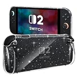 DLseego Switch 2 ケース スイッチ2 カバー Switch 2対応 カバー Switch 第2世代 保護ケース 透明 TPU素材 クリア 一体式 薄型軽量 耐衝撃 傷つけ防止 全面保護 取り外し簡単 透明 キラキラ