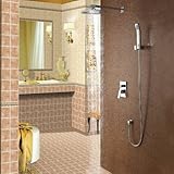 Sprinkle現代シャワー蛇口8 "インチシャワーヘッド+ハンドシャワーシャワーシステムセット雨シャワークローム仕上げ真鍮