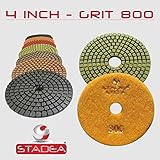 STADEA Grit 800 4 Diamond Polishing Pads Premium Grade Wet Flexible 3 MM High by STADEA