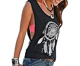 Mokao Lady夏ベストレディースドリームキャッチャーカジュアルバギーノースリーブブラウスLoose TeeタンクトップTシャツブラック US サイズ: XL カラー: ゴールド