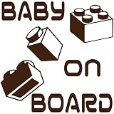 14色 BABY ON BOARD BLOCK ブロック ステッカー【BABY IN CAR おもちゃ 玩具 知育玩具 LEGO レゴ 積み木】 (ブラウン)