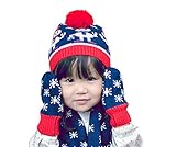 Tortor 1bacha(JP)　男女兼用　ベビー帽子　ニット帽子＋マフラー＋ミトン　3点セット　子供帽子　キッズ　男の子　女の子　秋冬　赤ちゃん　柔らかい　0-4歳　出産祝い　新生児　クリスマス 