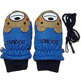 2017年 ZOOMIC 顔アップリケ スノー手袋 防寒衣料 撥水加工 ミトングローブ ブルー◇1-2才寸