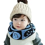 可愛いスヌード キッズ 子どもネックウォーマー 柔らか ニットマフラー 幼児 ベビー 防寒スヌード 秋冬 寒さ対策 笑顔 デザイン お洒落防寒グッズ アクセサリー プレゼント ギフト ブルー