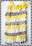 肩ひもショルダー＆リボン付ソフトロンパース　newborn-4T(50-110)☆イエローベース