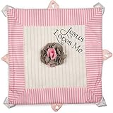Itty Bitty & Pretty - Jesus Loves Me White, Pink & Gray Baby Girl Carry around Blanket by Itty Bitty