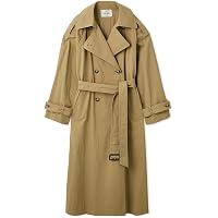 Amazon | [ミラオーウェン] 共ベルト付憲章デザイントレンチコート
