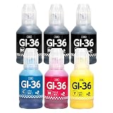 インクのチップス キャノン用 GI-36 互換インクボトル 4色+黒2本セット 全色顔料 GX4030 / GX5030 / GX5130 / GX5530 / GX6030 / GX6530 / GX7030 / GX7130 対応