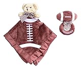 Bundle of 2 Bearington Baby Items - Touchdown' Football Security Blanket Bear and Soft Football Ring