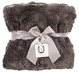 Max Daniel LuxeチャコールBunny Baby Blanket – 両面 – Pipedエッジ