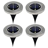 埋め込み式 LEDソーラーライト 4個セット 防水 　光センサーで夜間自動点灯ライト埋め込み式防水ライト　ガーデン、庭、芝生、公園 (暖かい白色光)