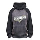 NHL Pittsburgh Penguinsフレンチテリーラグランフード、M、チャコール/ブラック