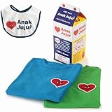 Anak Jujur長袖ロンパ2枚組ブルーグリーン【通販限定特典ミニビブ付き】（size:70）