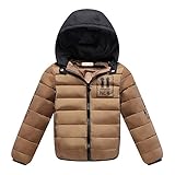 子供服　冬　ダウンジャケット　厚くする　保温　ファッション　軽快　カーキ色　120cm