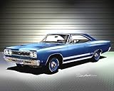 1968 Plymouth Gtxジャマイカブルーメタリック – アートプリントポスターby Artistダニー・Whitfield 16 x 20
