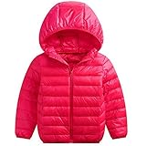 Smile キッズ 子供　ダウンジャケット ベビー 子供服 ダウンコート ダウン 棉服ジャケット 防寒 保温 アウターウエア 女の子 男の子 フード付き 秋冬　通園/通学　可愛い (レッド, 120c