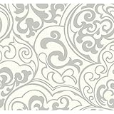 York Wallcoverings WH2636 Wallpap-Her Divine Wallpaper, Glitter Pewter/Pearl White/Grey [並行輸入品]