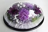 オーバルドームの中に花がギュッと詰まった壁掛けにもなる 紫のカーネーション とデンファレのアレンジ プリザーブドフラワー