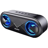ZoeeTree bluetooth スピーカー ワイヤレススピーカー 高音質 重低音 充電式 大音量 ブルートゥーススピーカー usb マイク搭載 LED スマホスピーカー ハンズフリー通話 ステレオ コスパ最高 (ブラック)