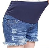 ルル屋　マタニティ ショート パンツ デニム ボトムス ボタン お腹周りゆったり 可愛い シンプル 大きいサイズ レディース きれいめ 女性 お出かけ デート (XXL)