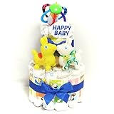 16096 おむつケーキ２段　男の子　ロディの水鉄砲とチャイムボール キャラクターオムツケーキ 出産祝い