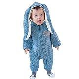 nijuh うさぎ うさ耳 コスチューム カバーオール ベビー 防寒 着ぐるみ ジップアップ フード ふわふわ (66, ブルー)