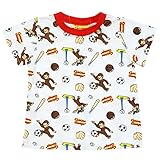 【本体綿100％】2017年 夏物 おさるのジョージ スポーツ総柄 半袖Ｔシャツ Curious George ホワイト◇90cm