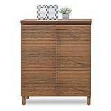 北欧風 80cm幅 ロータイプシューズボックス 脚付き ブラウン 完成品