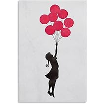 Amazon.co.jp: バンクシー 有名な絵（風船で浮く少女）ポスター