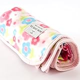 si shu non フリース ブランケット 98X70cm フラワー (ピンク)