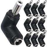 Xiatiaosann DC電源コンバータアダプタ、90度直角5.5x2.1mmメス-5.5x2.5mmオスDC電源プラグジャックコネクタ ラップトップ用、DCケーブル（10パック）
