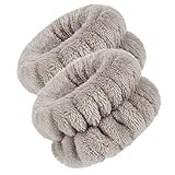 BEIHOO 1ペア リストバンド 洗顔用 吸水 手首バンド 袖濡れ防止 マイクロファイバー製 ふわふわ 柔らかい 伸縮性あり アームバンド