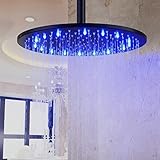 Hiendure® 12-inch Stainless Steel Round Rain Shower Head with 3 Colors Temperature Sensitive Led, Oi