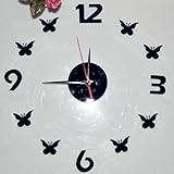 Alrens(TM)Luxury Arabic Numerals and Butterfly Patterns 3D Quiet Wall Clock Creative Design Digital 