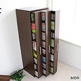 3連 スリムラック 本棚 薄型 スライド コミック収納 漫画収納 マンガ収納 キャスター付き 書棚 大容量 木製 ミディアムブラウン TCP348MBR J-Supply