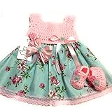Micクラフトハンドメイドかぎ針編み赤ちゃんセットOutfitフローラルAcqua