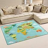 バララ(La Rose) ラグ カーペット マット 洗える おしゃれ 絨毯 恐竜柄 世界地図 絵画 こども部屋 ホットカーペット ウォッシャブル サラふわ触感 折り畳み可 床暖房 対応 約幅152x99cm